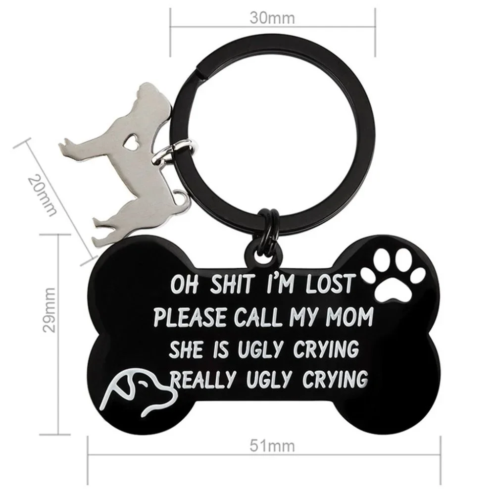 Im Lost dog charm Lettering Bone Dog Shape Keychain - Picture 5 of 6